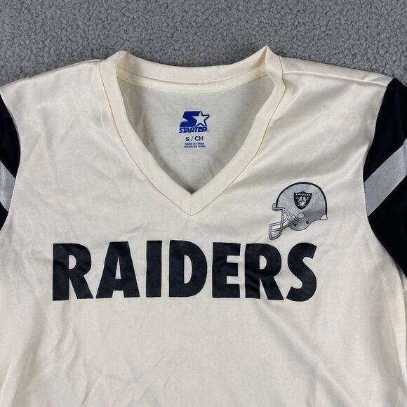 Starter Women's Small White NFL LV Raiders Polyester Short Sleeve Fan Shirt - Picture 2 of 9